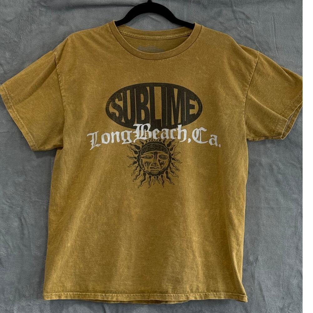 Sublime Long Beach Sun Face Graphic Band Tee Grunge Indie Sleaze Shirt Sz L Mens
